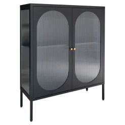 Adelaide vitrineskap rillet glass sort 90 x 35 x 120cm