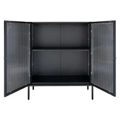 Adelaide vitrineskap rillet glass sort 90 x 35 x 120cm