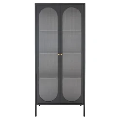 Adelaide vitrineskap rillet glass sort 80 x 35 x 180 cm