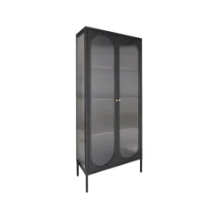 Adelaide vitrineskap rillet glass sort 80 x 35 x 180 cm