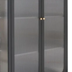Adelaide vitrineskap rillet glass sort 80 x 35 x 180 cm
