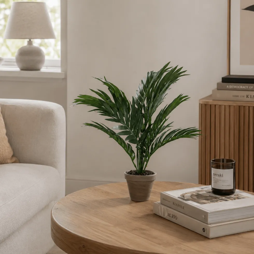 Areca palme kunstig grønn med potte 45 cm