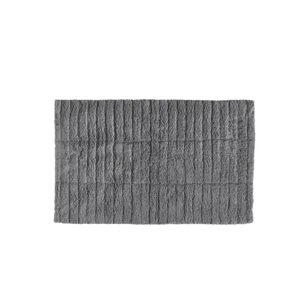 Baderomsmatte Tiles grå i bomull 80 x 50 cm