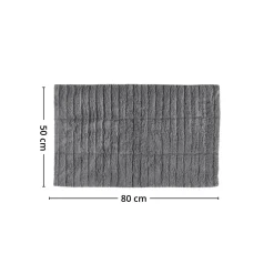 Baderomsmatte Tiles grå i bomull 80 x 50 cm
