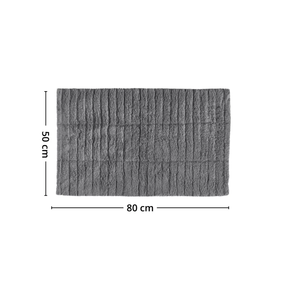 Baderomsmatte Tiles grå i bomull 80 x 50 cm