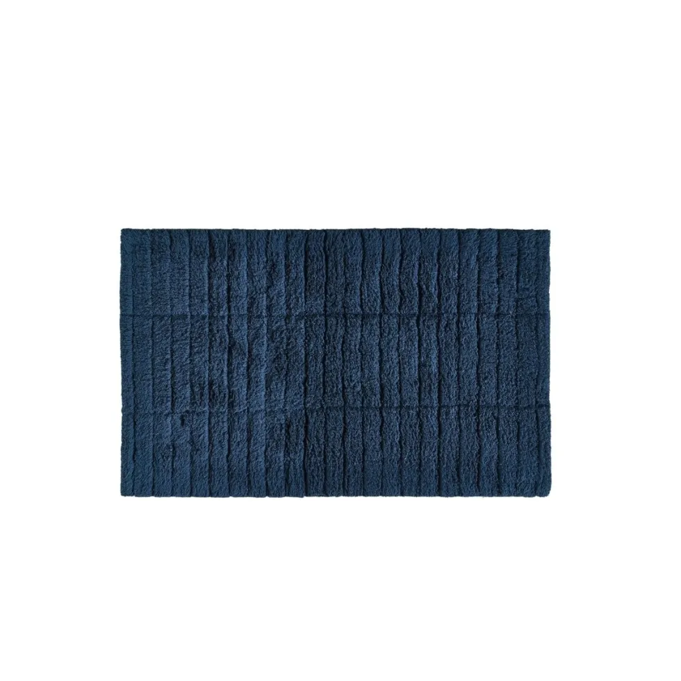 Baderomsmatte Tiles mørkeblå 80 x 50 cm