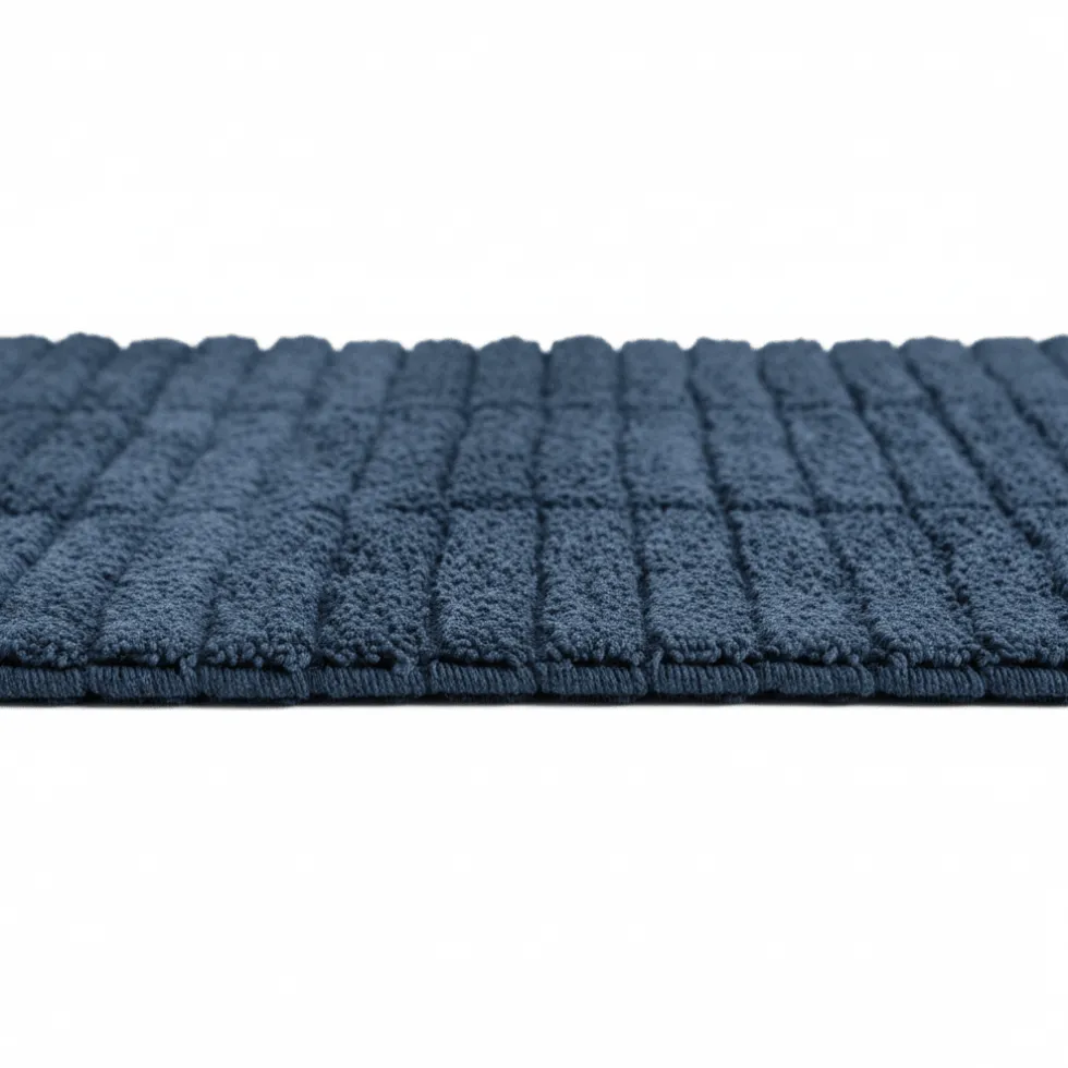 Baderomsmatte Tiles mørkeblå 80 x 50 cm