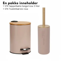 Baderomssett pastell rosa/beige