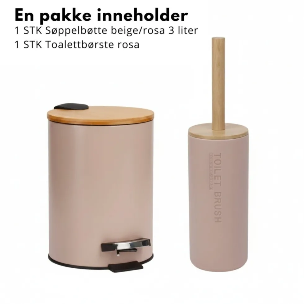 Baderomssett pastell rosa/beige