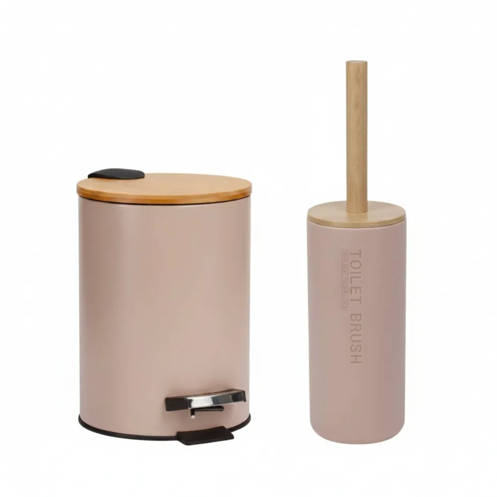 Baderomssett pastell rosa/beige