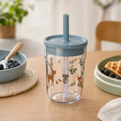 Barneglass med sugerør blå Mio 250 ml