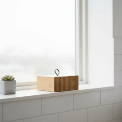 Boks bambus med skinnstropp 15 x 15 x 7 cm