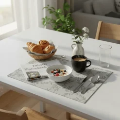 Bordbrikke løv grå