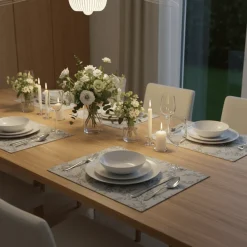 Bordbrikke løv grå