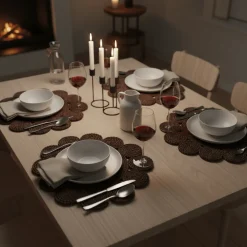 Bordbrikke rund mørk brun