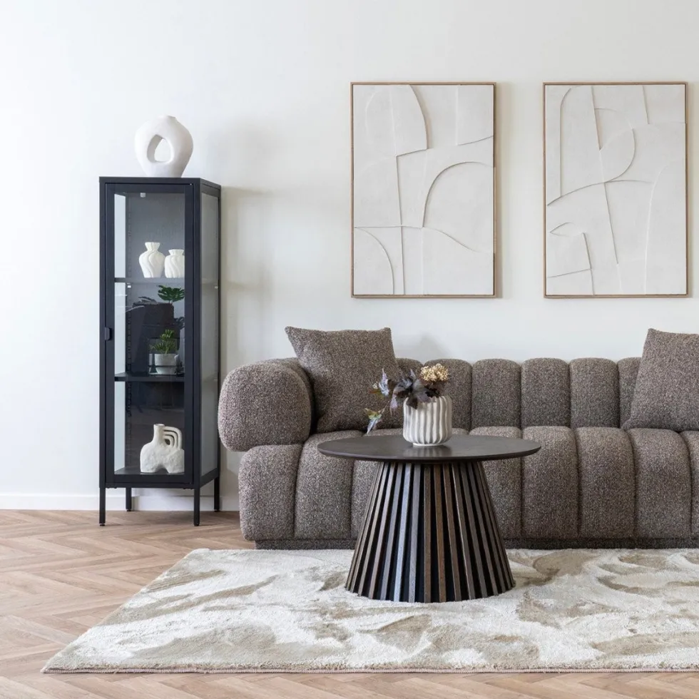Brisbane smalt vitrineskap 1 glassdør sort stål 40 x 35 x 140 cm