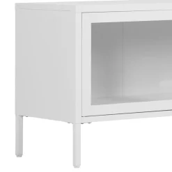 Brisbane TV-benk 3 glassdører hvit stål 130x40x55 cm