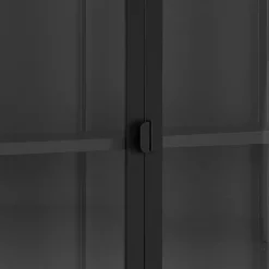 Brisbane vegghengt vitrineskap 2 glassdører sort stål 80 x 18 x 80 cm