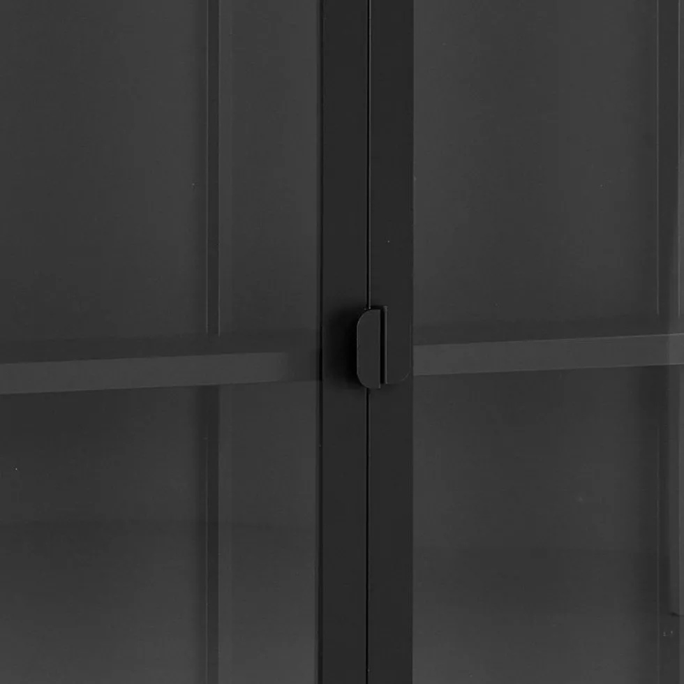 Brisbane vegghengt vitrineskap 2 glassdører sort stål 80 x 18 x 80 cm