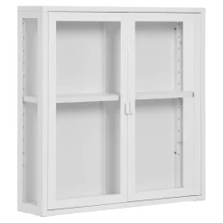 Brisbane vegghengt vitrineskap 2 glassdører hvit stål 80 x 18 x 80 cm