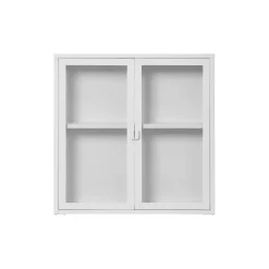 Brisbane vegghengt vitrineskap 2 glassdører hvit stål 80 x 18 x 80 cm