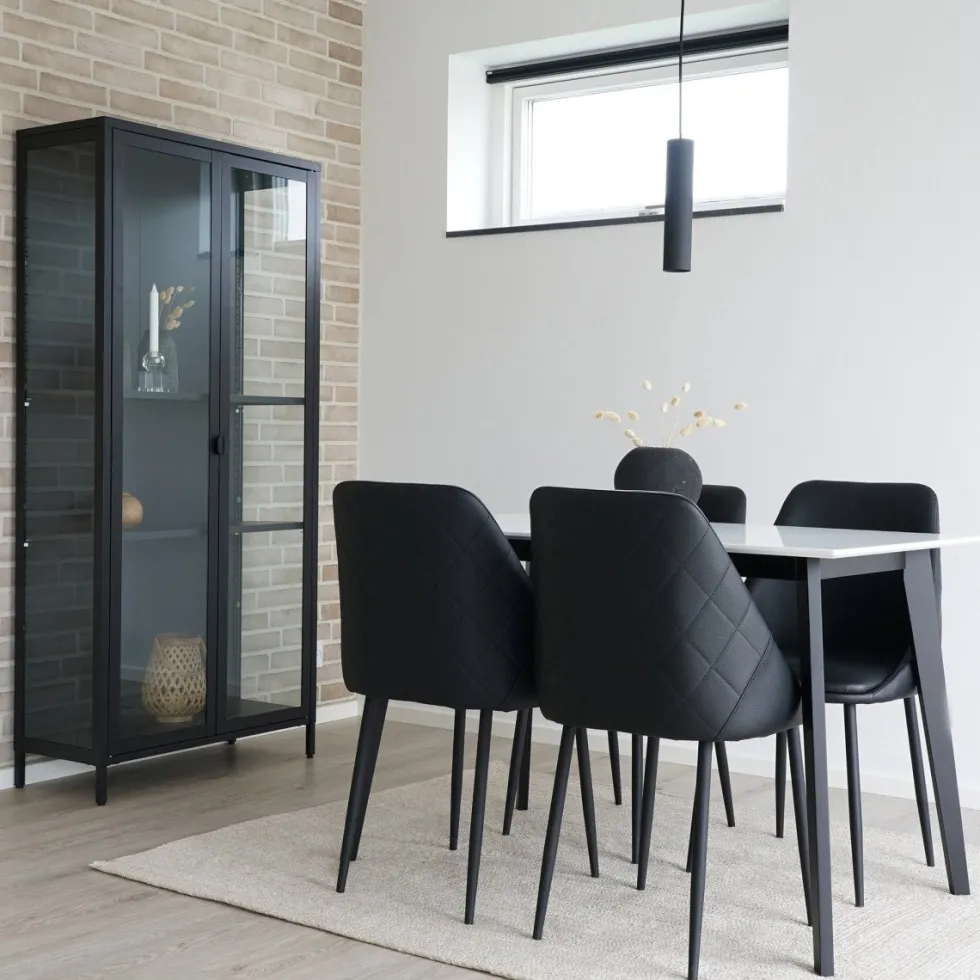Brisbane vitrineskap 2 glassdører sort stål 80 x 35 x 175 cm