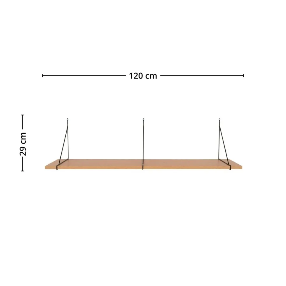Chiba vegghylle askefiner sort stålramme 120 x 29 cm