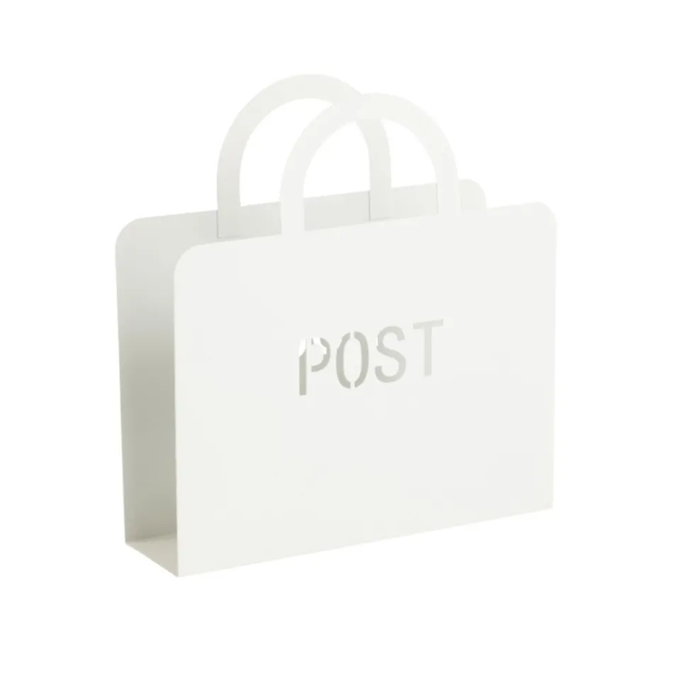 Dekorativ oppbevaringskurv til brevpost hvit 32 x 30 cm x 8,5 cm