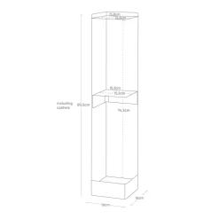 Diskré toalettpapirholder med hjul hvit 80,5 cm