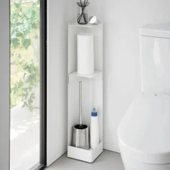 Diskré toalettpapirholder med hjul hvit 80,5 cm