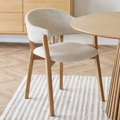 Dunkirk spisestol med armlener natur/beige