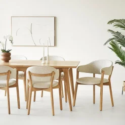 Dunkirk spisestol med armlener natur/beige
