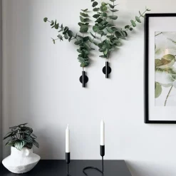 Eucalyptus & Manhattan veggvase, sort matt