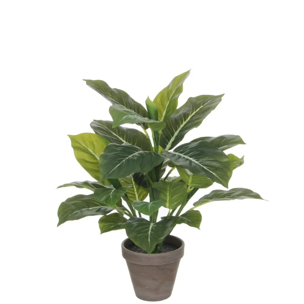 Evergreen kunstig plante grønn grå med potte 49 cm