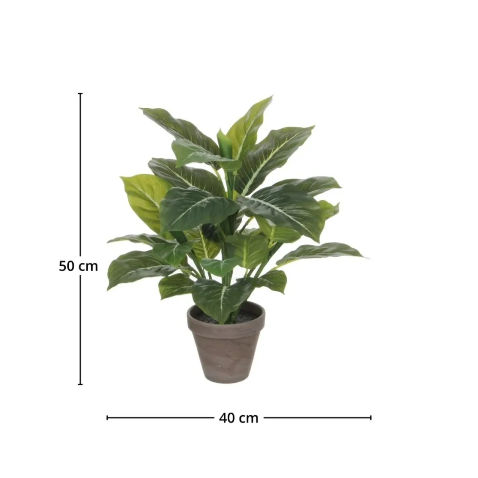Evergreen kunstig plante grønn grå med potte 49 cm