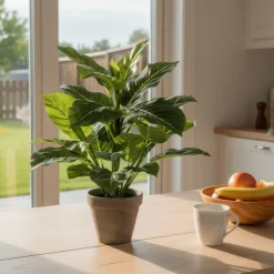 Evergreen kunstig plante grønn grå med potte 49 cm