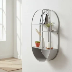 Feira vegghylle oval stål kjølig grå 35 x 15 x 60 cm