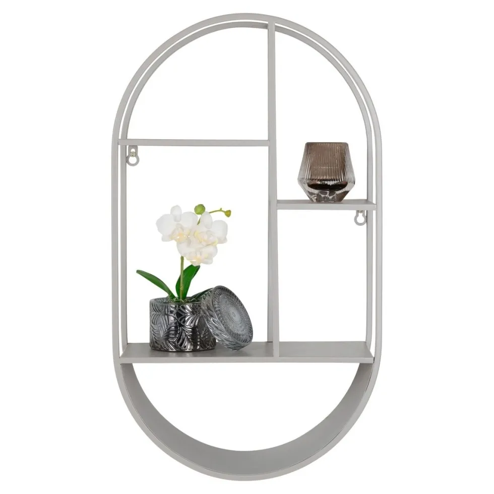 Feira vegghylle oval stål kjølig grå 35 x 15 x 60 cm