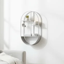 Feira vegghylle oval stål kjølig grå 35 x 15 x 60 cm