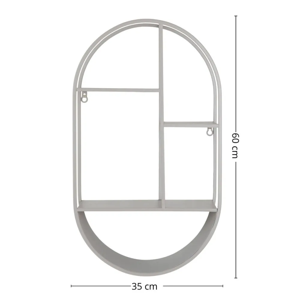 Feira vegghylle oval stål kjølig grå 35 x 15 x 60 cm
