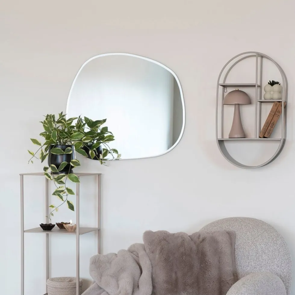 Feira vegghylle oval stål kjølig grå 35 x 15 x 60 cm