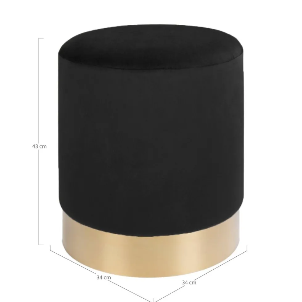 Gamby puff sort fløyel ø34 cm