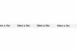 Gavebånd Herr & Fru hvit med sort tekst 10 mm