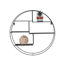 Genk vegghylle stål sort diameter 47 x 10 cm