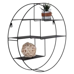 Genk vegghylle stål sort diameter 47 x 10 cm