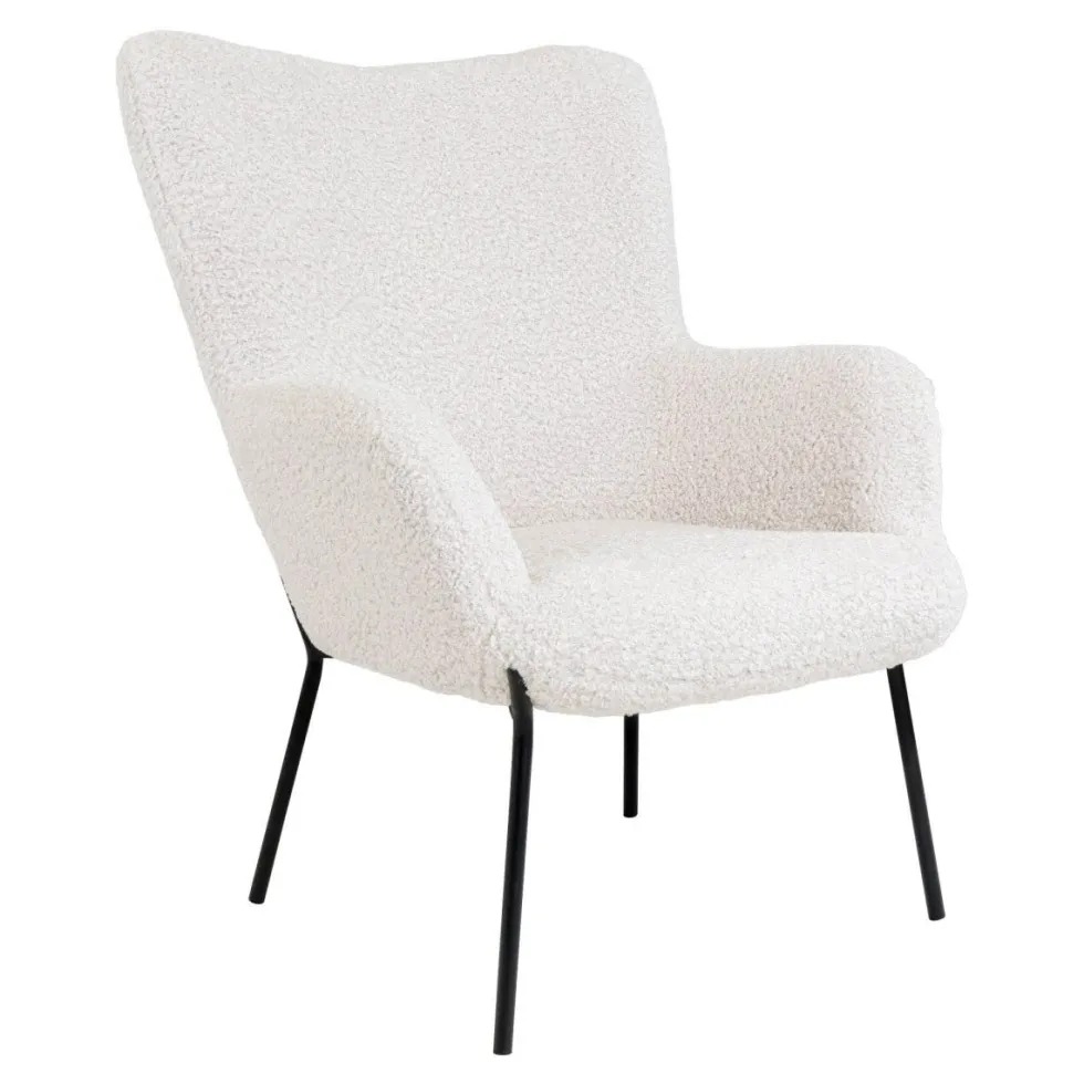 Glasglow sett lounge stol og puff hvit