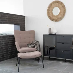 Glasglow sett lounge stol og puff grå