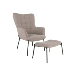 Glasglow sett lounge stol og puff grå