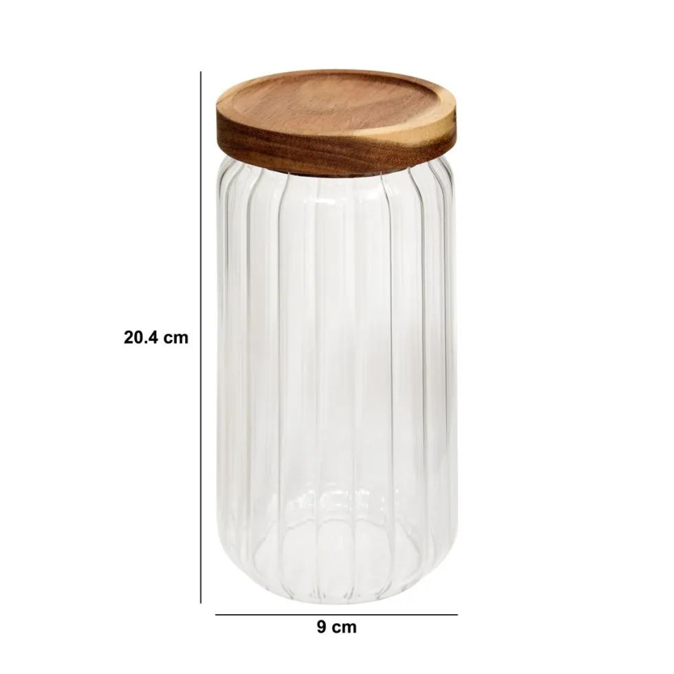 Glasskrukke med akasielokk 1 liter