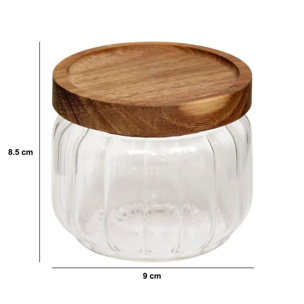 Glasskrukke med akasielokk 300 ml